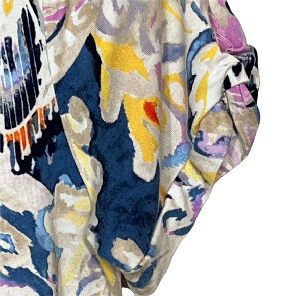 Chicos Abstract Paisley Dress Small Blue Yellow Short Sleeve Stretch - Picture 4 of 11